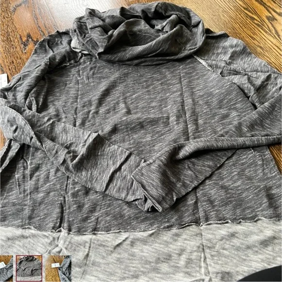 Free People NWT charcoal gray long sleeve tunic with cowl neck/ hoodie s… - Picture 5 of 6